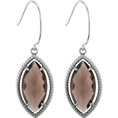 Sterling Silver Smoky Quartz Rope Design Earrings