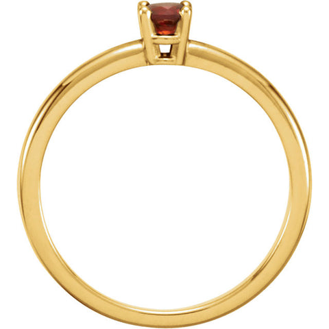 14k Yellow Gold Garnet Mozambique "January" Youth Birthstone Ring, Size 3