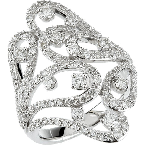 14k White Gold Diamond Ring, Size 7