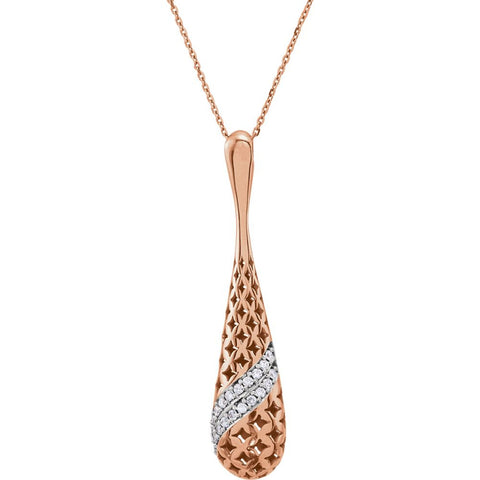 14k Rose Gold 1/3 CTW Diamond Pierced Style 18" Necklace