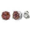 14k White Gold 3/8 CTW Brown Diamond Cluster Earrings