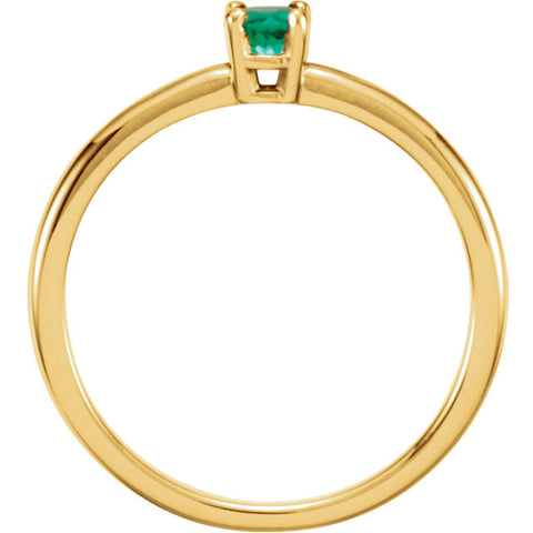 14k Yellow Gold Chatham® Lab-Grown Emerald "May" Birthstone Ring, Size 3