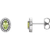 14K White Gold Peridot & 0.08 CTW Diamond Earrings