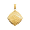 14K Yellow Gold Hammered Square Pendant