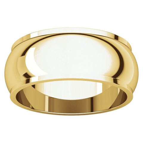 10k Yellow Gold 8mm Half Round Edge Band, Size 9.5