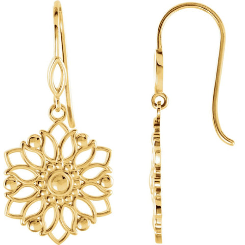 14k Rose Gold 20x7mm Decorative Dangle Earrings