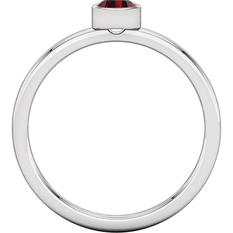 Sterling Silver Imitation Garnet Bezel Ring, Size 7