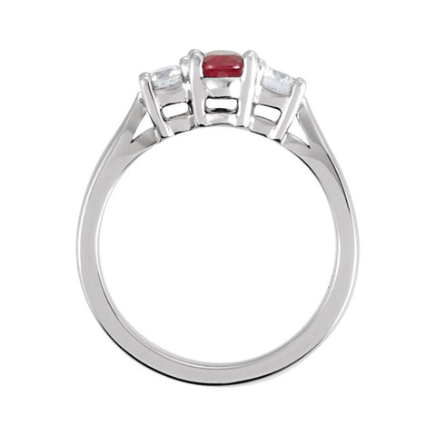 Platinum Ruby & Diamond Ring, Size 6