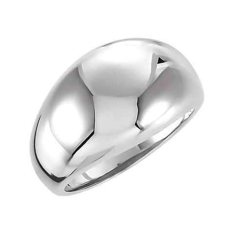 14k White Gold 12mm Metal Fashion Ring, Size 7
