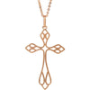 Cross Necklace in 14k Rose Gold ( 16 Inch )