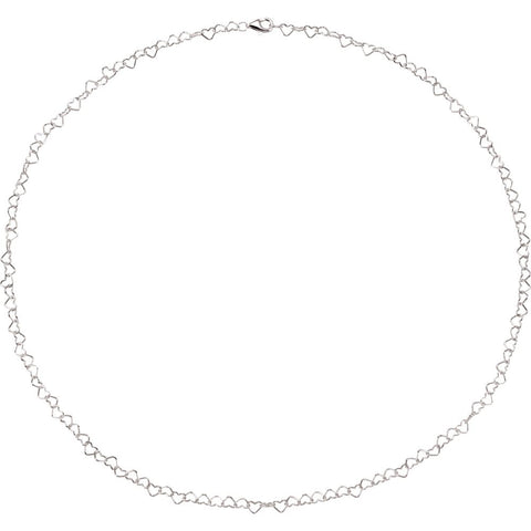 Sterling Silver 4.5mm Heart Link 18" Chain