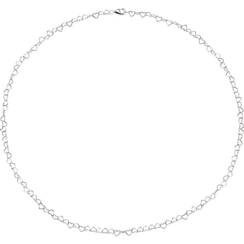 Sterling Silver 4.5mm Heart Link 16" Chain