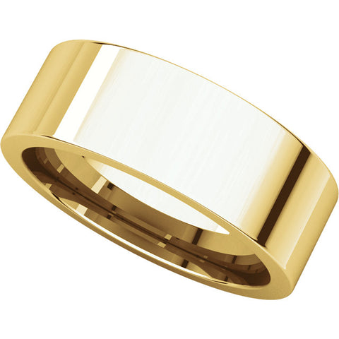 14k Yellow Gold 7mm Flat Comfort Fit Band, Size 8