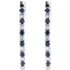 14k White Gold 1/5 CTW Sapphire & Diamond Hoop Earrings