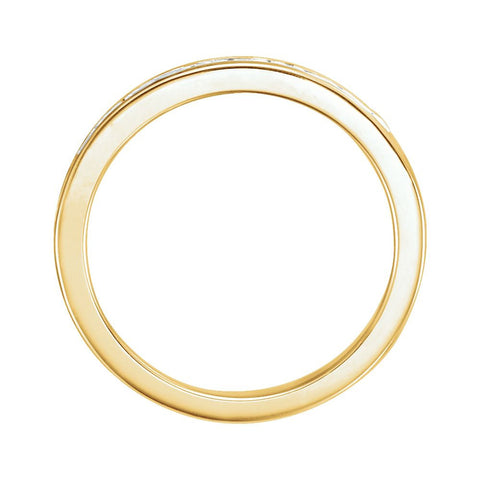 14k Yellow Gold 2mm Square 7/8 CTW Diamond Channel Set Band , Size 7