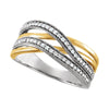 14K White & Yellow Gold 1/4 CTW Diamond Criss Cross Ring, Size 7
