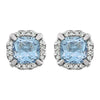 14k White Gold Sky Blue Topaz & 1/10 CTW Diamond Earrings