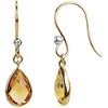 Pair of 0.02 Cttw, 9X6 mm Citrine & Diamond Earrings in 14K Yellow Gold