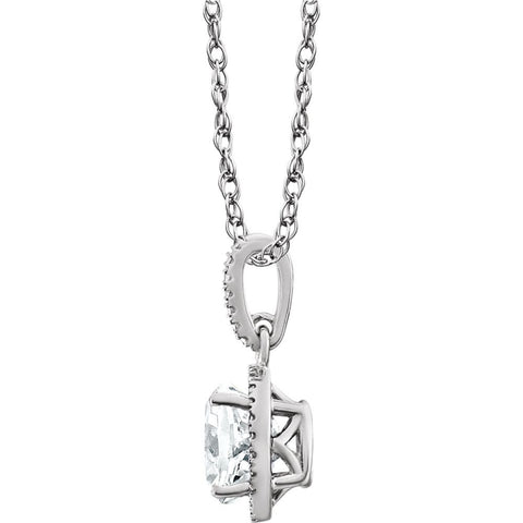 Sterling Silver Lab-Grown White Sapphire and .01 CTW Diamond 18" Necklace