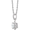 Sterling Silver Lab-Grown White Sapphire and .01 CTW Diamond 18" Necklace