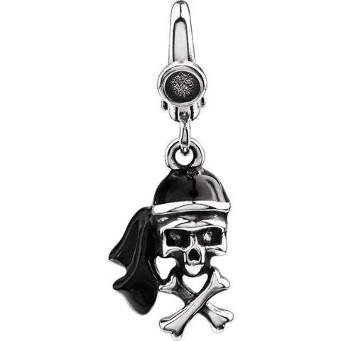 Sterling Silver Enamel Pirate Skull Charm