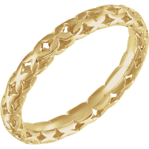 14k Yellow Gold 3mm Pierced Style Ring, Size 7