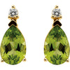 14k Yellow Gold Peridot & .08 CTW Diamond Earrings