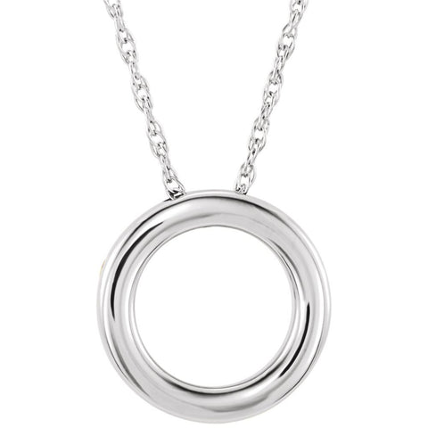 Sterling Silver 15mm Circle 18" Necklace
