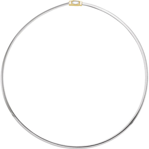 14K Yellow & White 3mm Two-Tone Reversible Omega 16" Chain