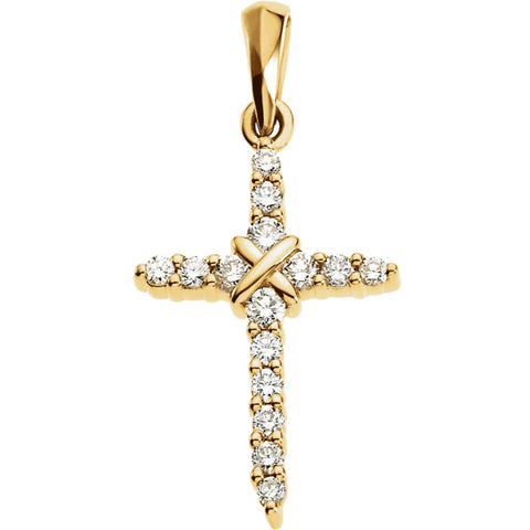 14k Yellow Gold .23 CTW Diamond Cross Pendant