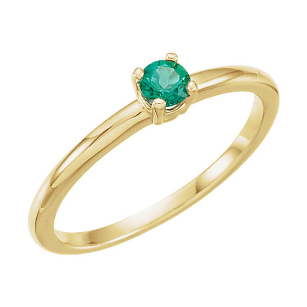 14k Yellow Gold Chatham® Lab-Grown Emerald "May" Birthstone Ring, Size 3