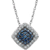 14K White Gold 1/6 CTW Blue & White Diamond Cluster 18-Inch Necklace