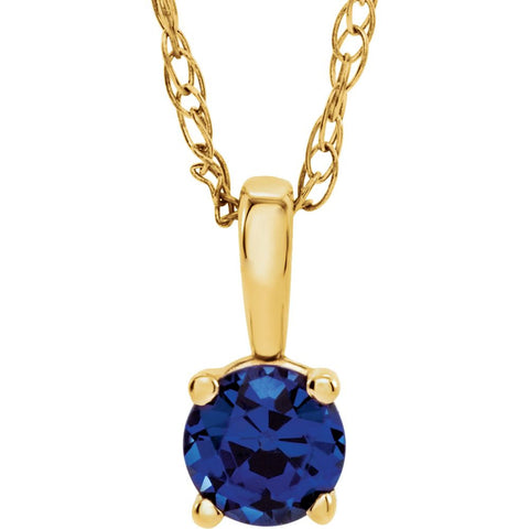 14k Yellow Gold Blue Sapphire "September" Birthstone 14-inch Necklace