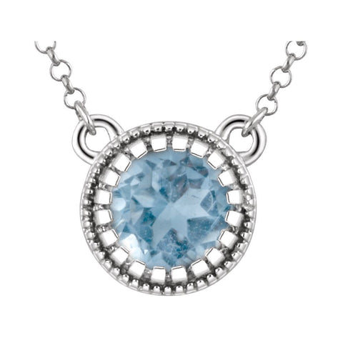 14k White Gold Swiss Blue Topaz "December" 18" Birthstone Necklace