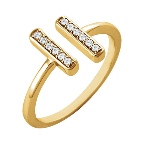 14k Yellow Gold 1/10 CTW Diamond Vertical Bar Ring, Size 7
