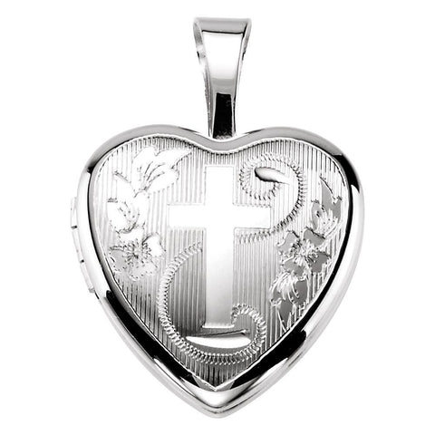 Cross Heart Locket in Sterling Silver