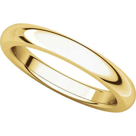 14k Yellow Gold 3mm Heavy Comfort Fit Band, Size 12.5