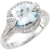 1/2 CTTW Genuine Aquamarine and Diamond Ring in 14k White Gold ( Size 7.5 )