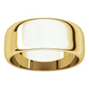14k Yellow Gold 8mm Half Round Band, Size 8.5