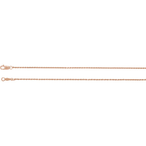 14k Rose Gold 1mm Diamond-Cut Rope 20" Chain