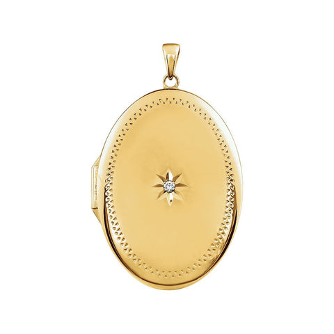 14K Yellow Gold-Plated Sterling Silver Cubic Zirconia Locket
