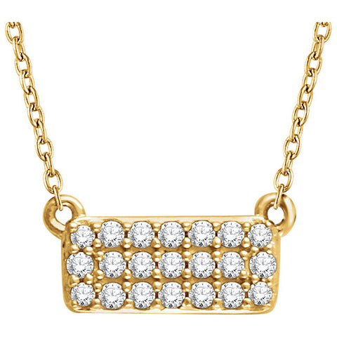 14k Yellow Gold 1/6 CTW Diamond Rectangle Cluster 16-18" Necklace