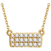 14k Yellow Gold 1/6 ctw. Diamond Rectangle Cluster 16-18-inch Necklace
