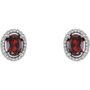 14k White Gold Mozambique Garnet & 1/8 CTW Diamond Earrings