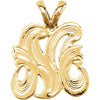 Medium Initial Pendant with initial 'M' in 14k Yellow Gold