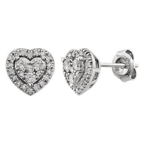 14k White Gold 3/8 CTW Diamond Halo-Style Stud Earrings
