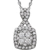 Halo-Styled Diamond Necklace in 14k White Gold