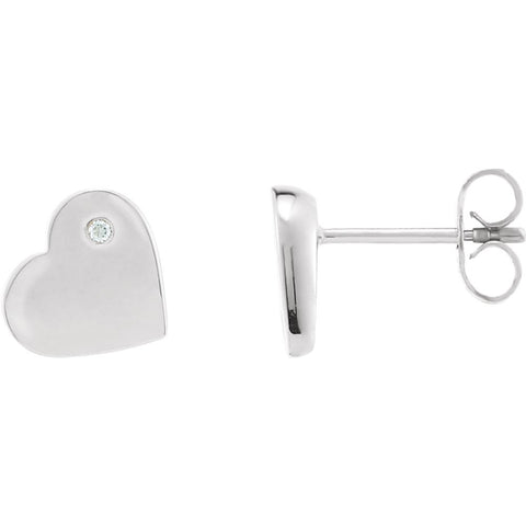 Sterling Silver Diamond Accented Heart Earrings