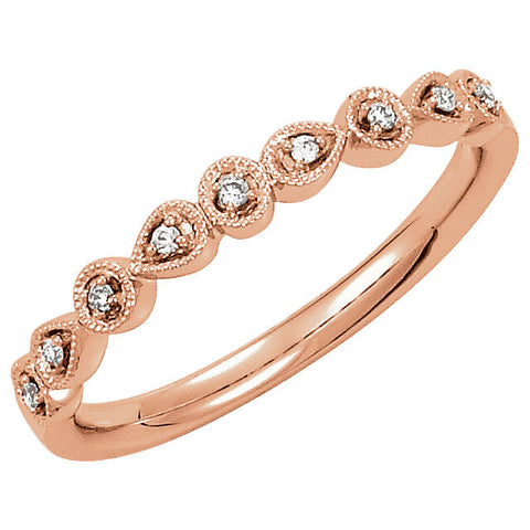 14k Rose Gold .04 CTW Diamond Ring Size 7