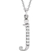 14K White Gold 0.03 CTW Diamond Lowercase Letter "J" Initial 16-Inch Necklace